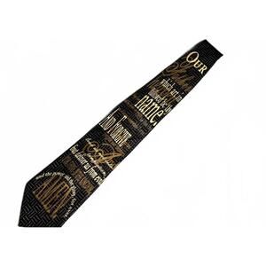 Eagle Wings Black Silk Men's Tie with Gold Script Design